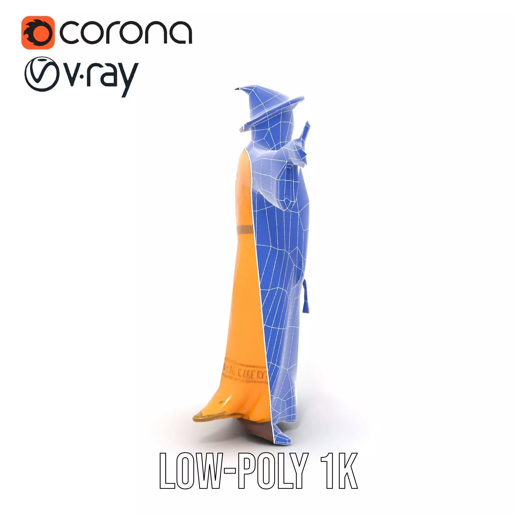 Wizard Character Model Pack with Vibrant Yellow Robe Low-poly 3D model_12