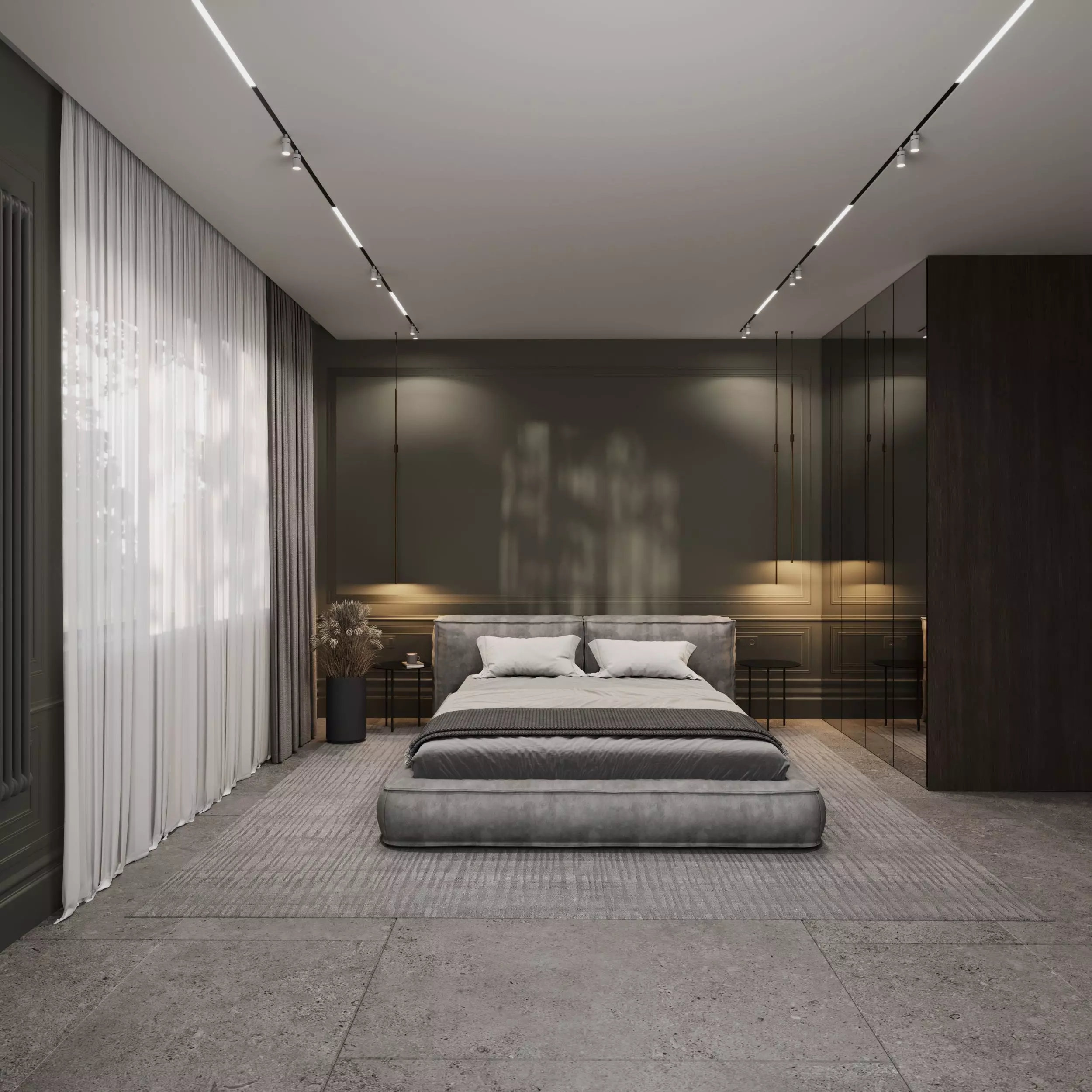 Modern Master Bedroom-Elegant Gray Palette 3D model