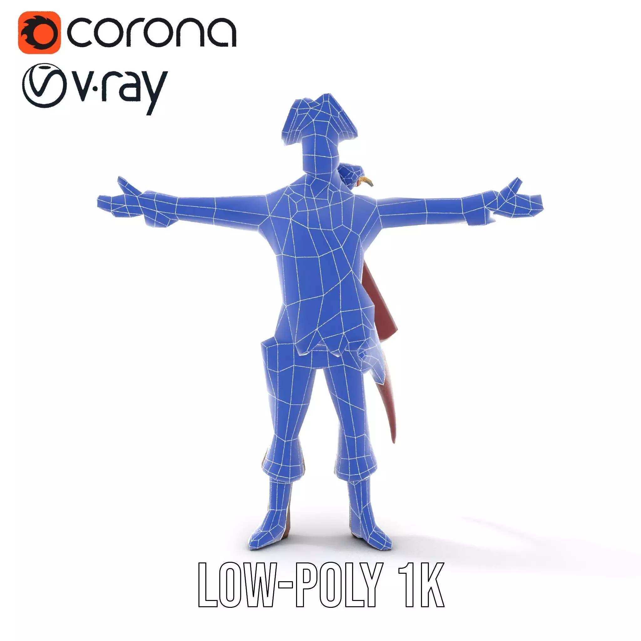 Pirate Character with Parrot Model Pack Low-poly 3D model_31