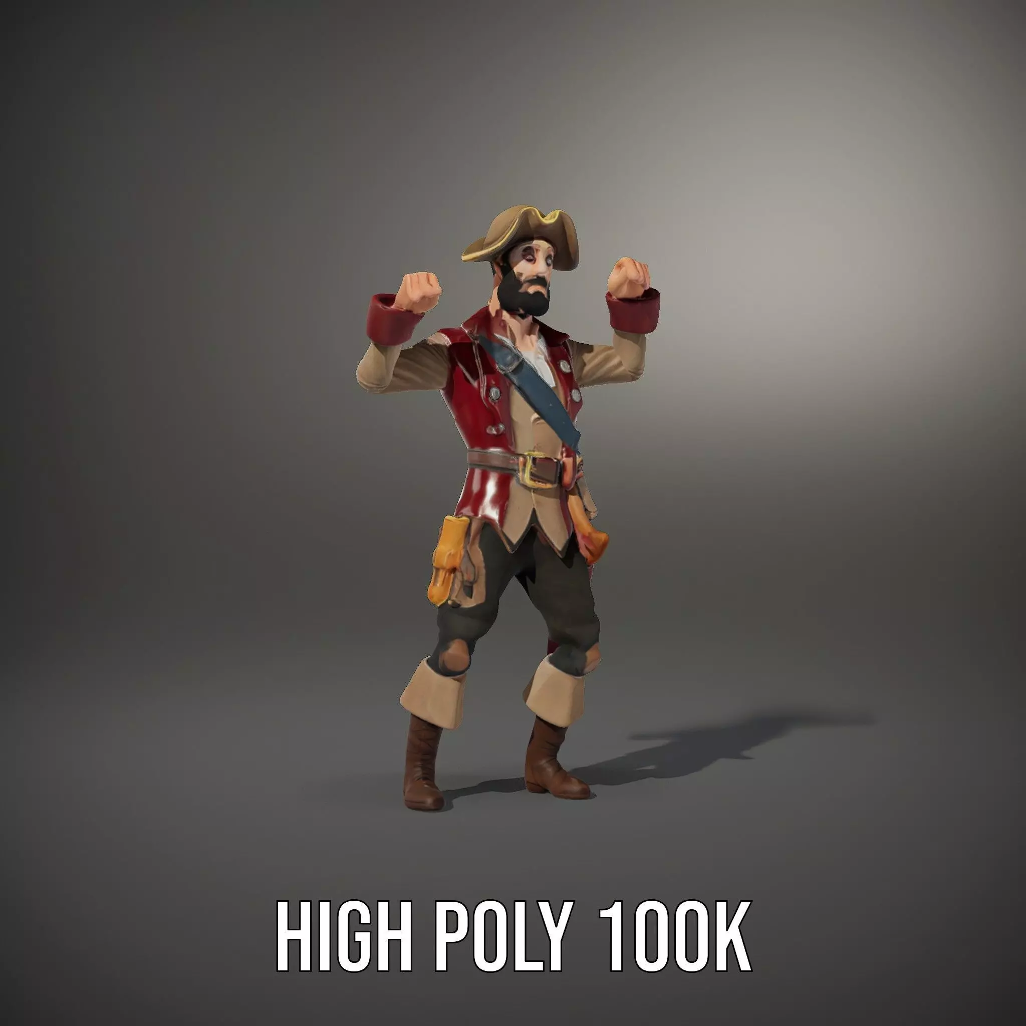 Pirate Character with Parrot Model Pack Low-poly 3D model_34