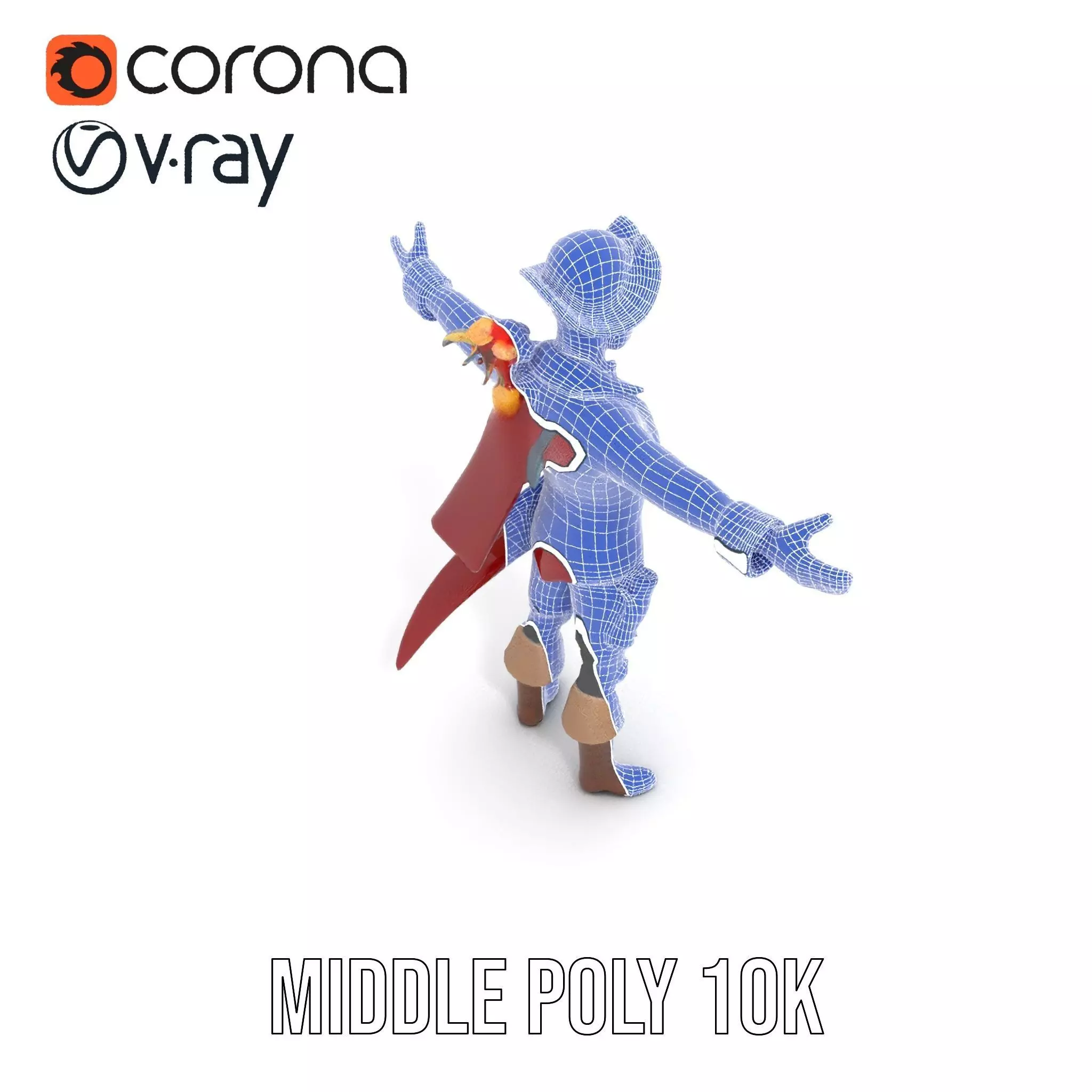 Pirate Character with Parrot Model Pack Low-poly 3D model_21