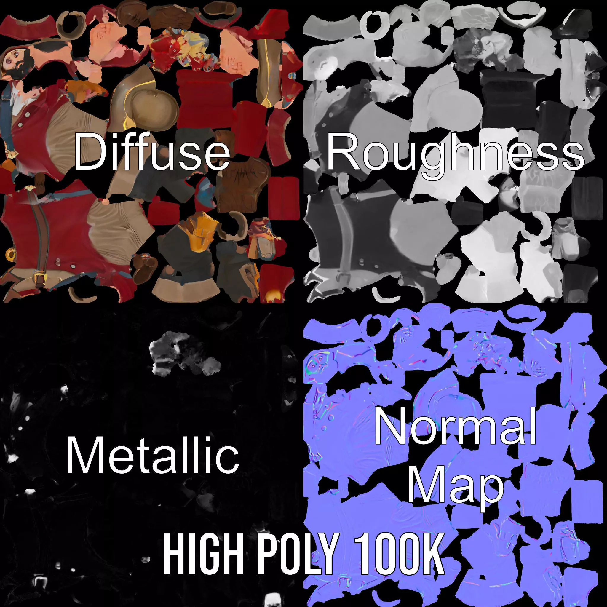 Pirate Character with Parrot Model Pack Low-poly 3D model_4