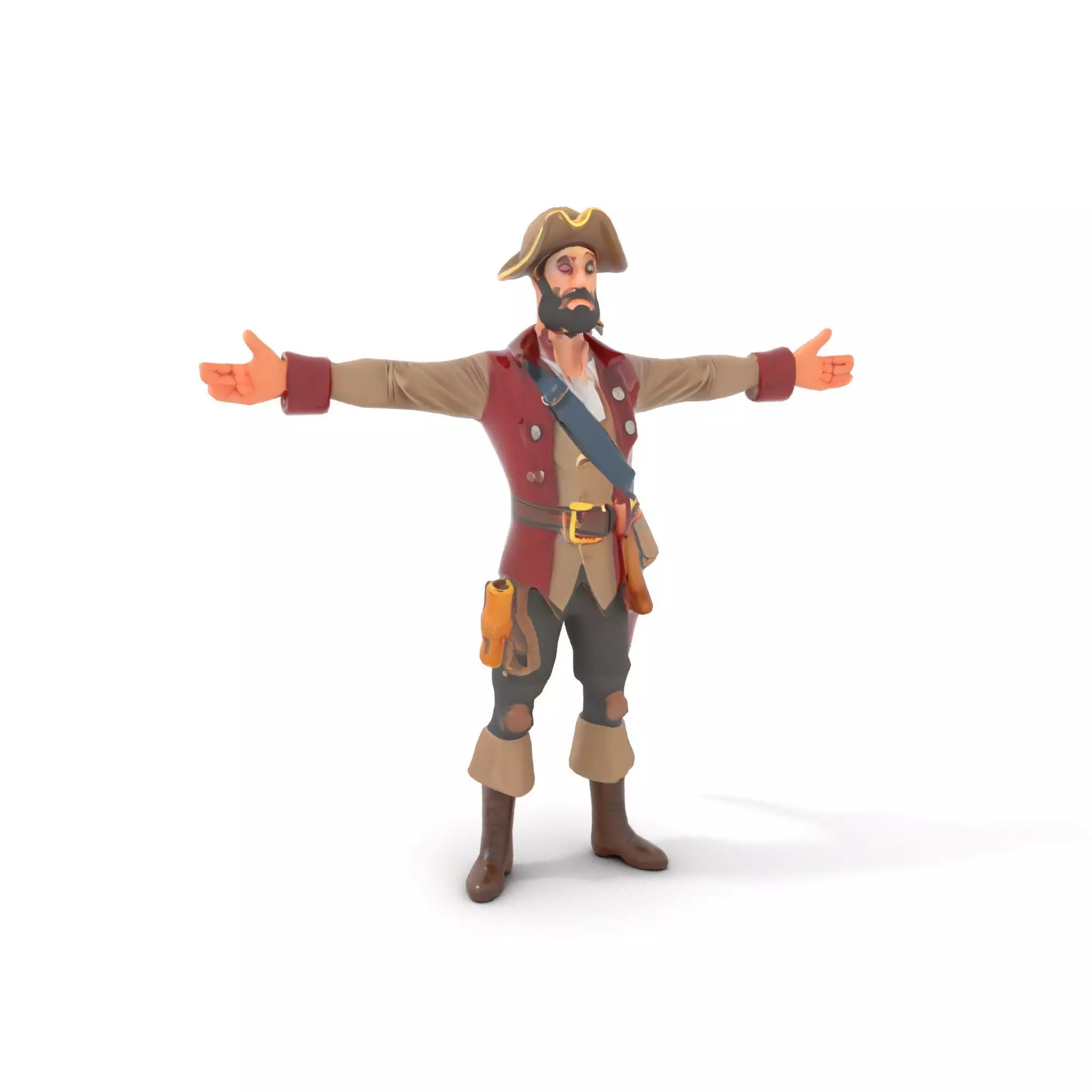 Pirate Character with Parrot Model Pack Low-poly 3D model_18