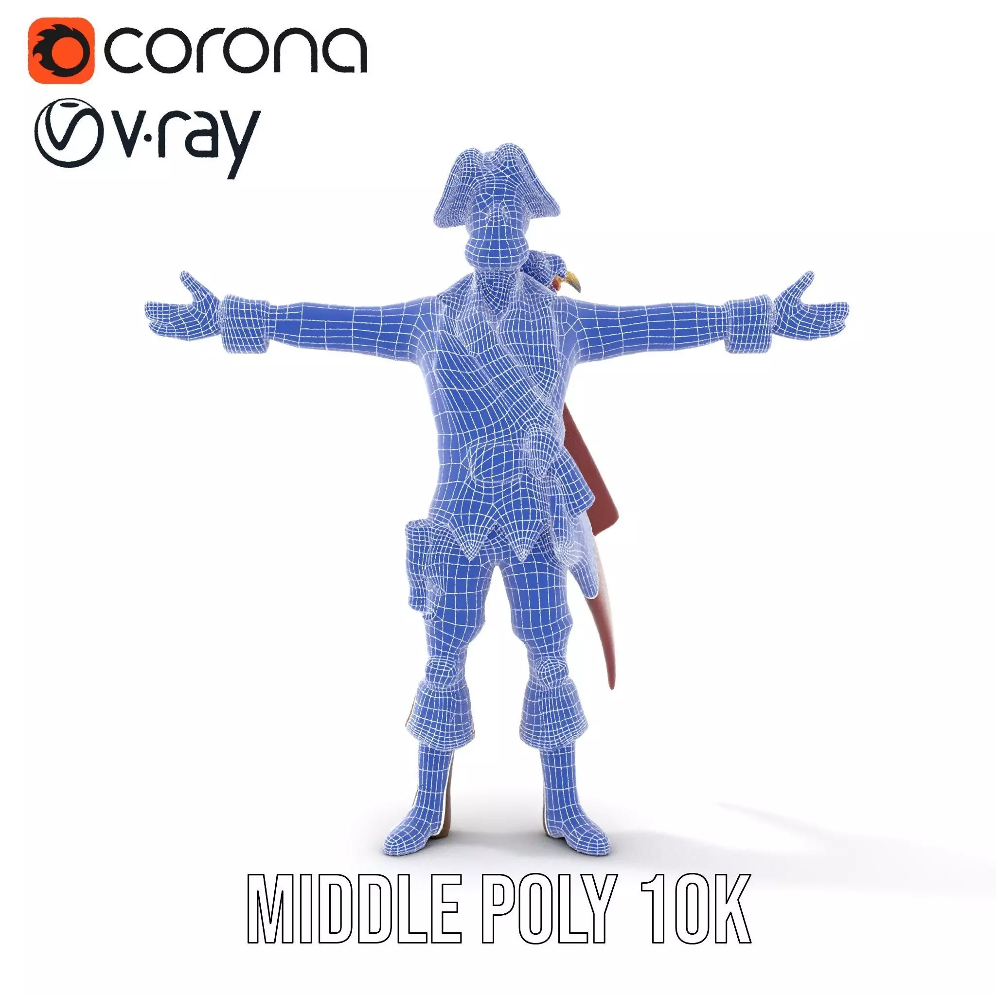 Pirate Character with Parrot Model Pack Low-poly 3D model_27