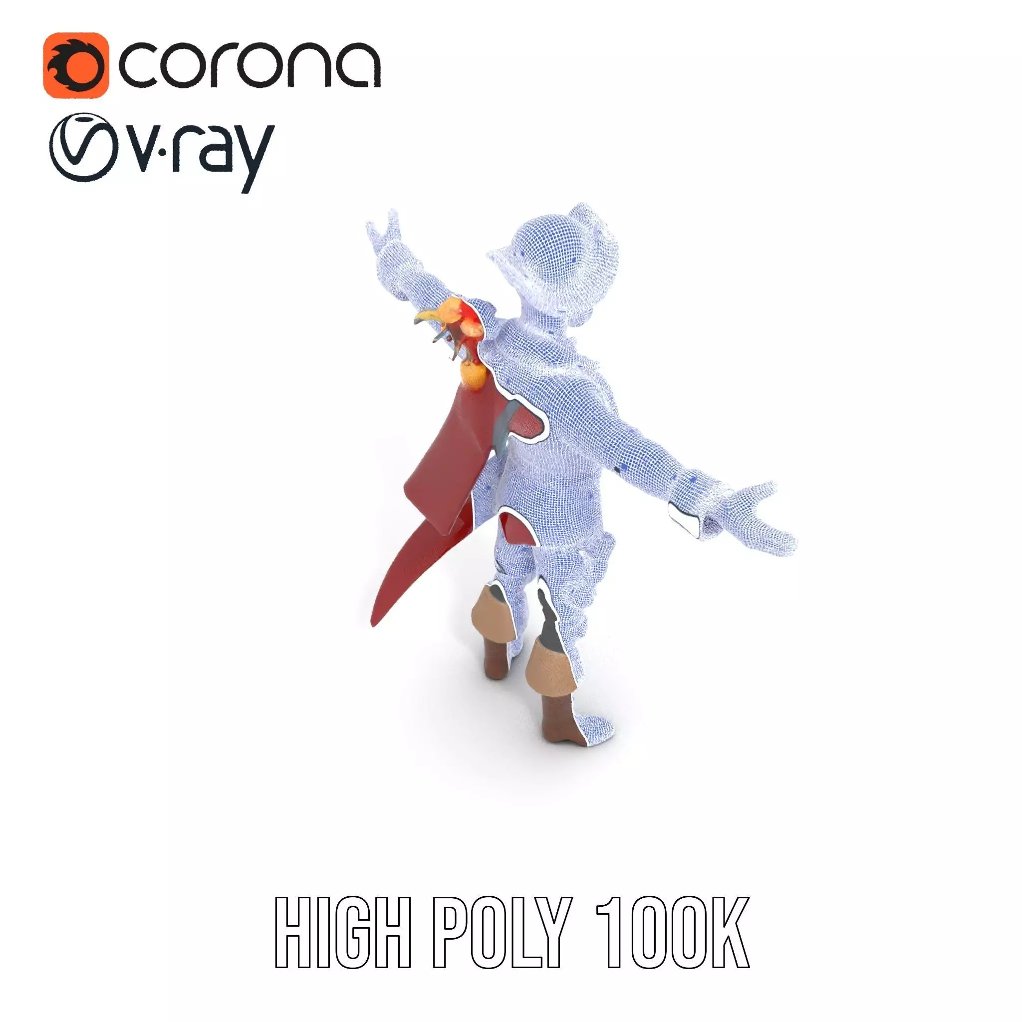 Pirate Character with Parrot Model Pack Low-poly 3D model_33