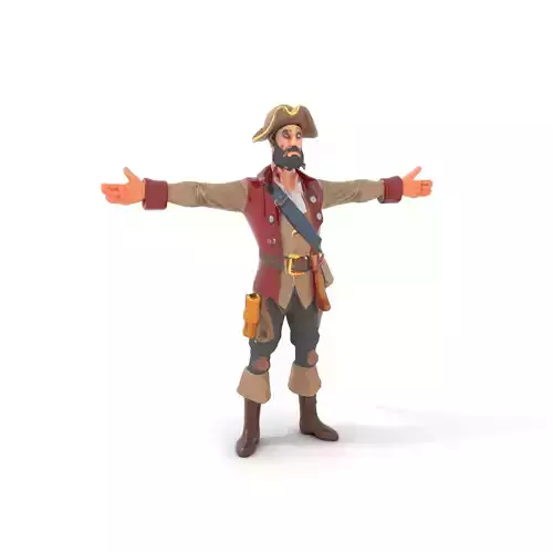 Pirate Character with Parrot Model Pack Low-poly 3D model