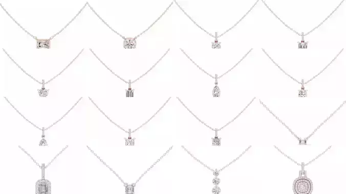 167 Diamond Pendant Charm Woman 3dm STL Video FBX OBJ 3D Model Collection