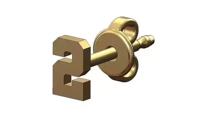 2 two number varsity font stud earring 3D print model