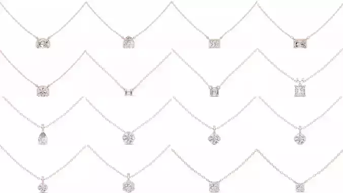 59 Solitaire Diamond Pendant Woman Necklace 3dm STL Video 3D Model Collection