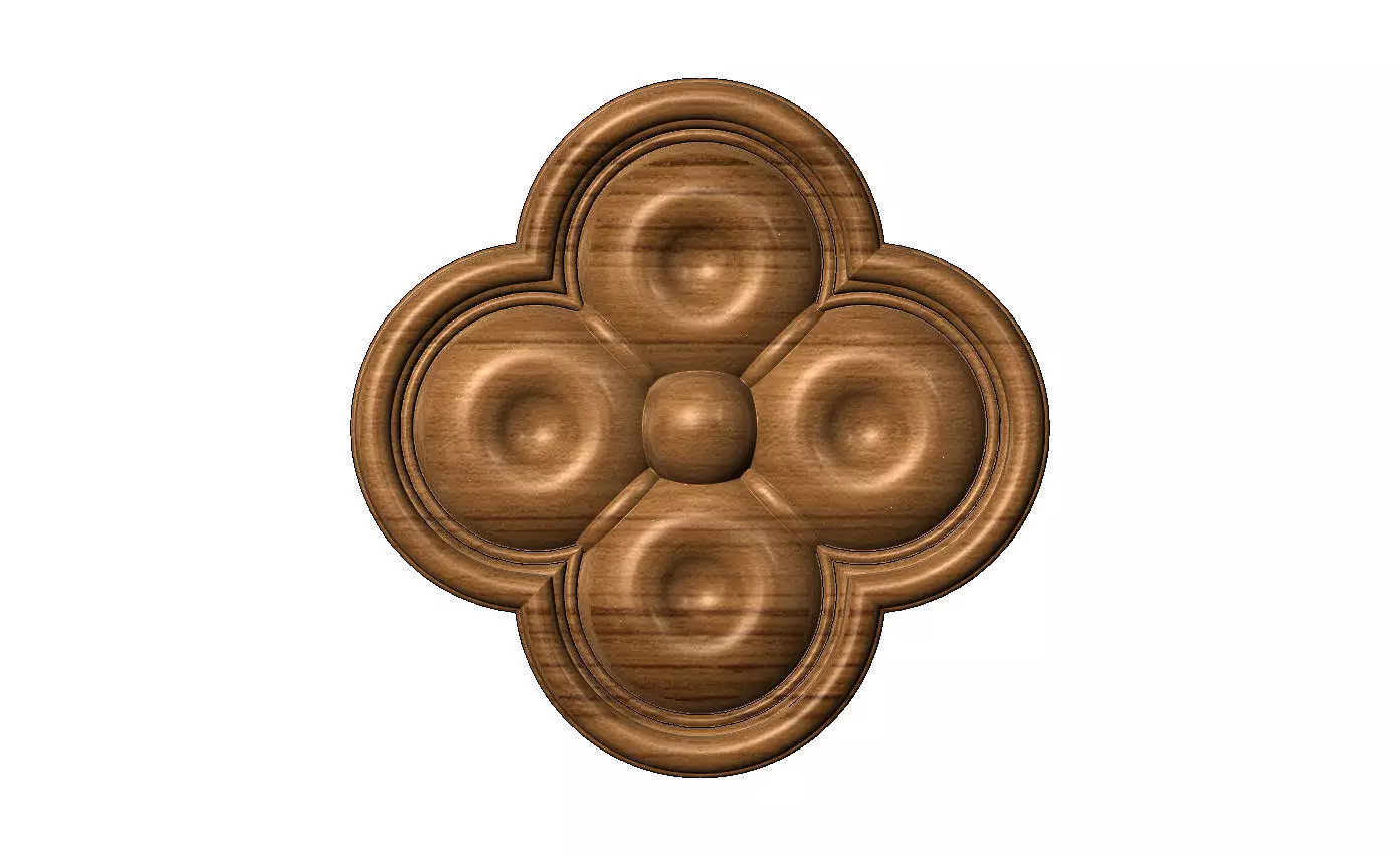 Carved dimples gothic clover rosette applique relief 3D print model_8