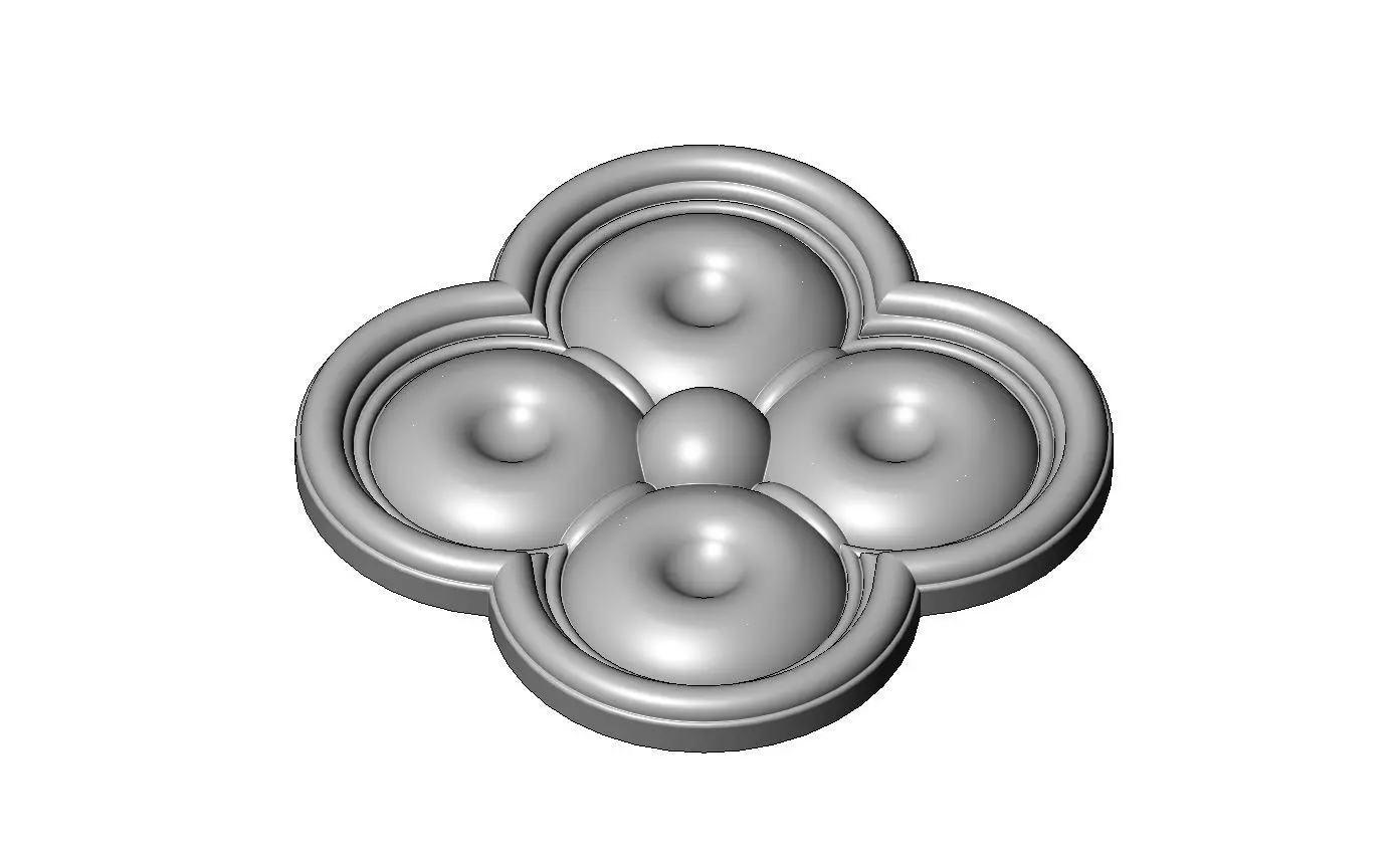 Carved dimples gothic clover rosette applique relief 3D print model_2