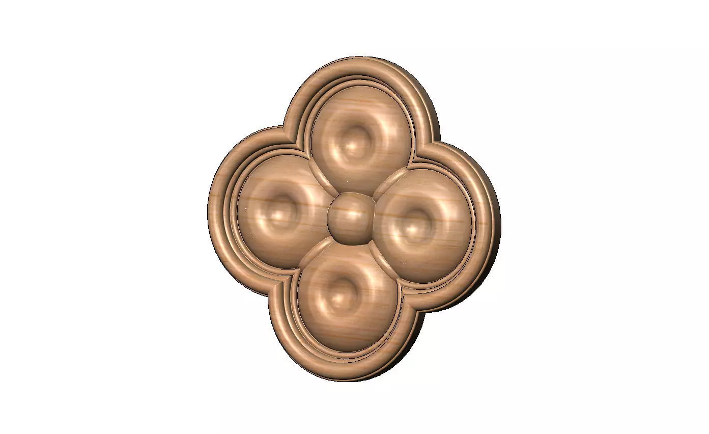 Carved dimples gothic clover rosette applique relief 3D print model_9