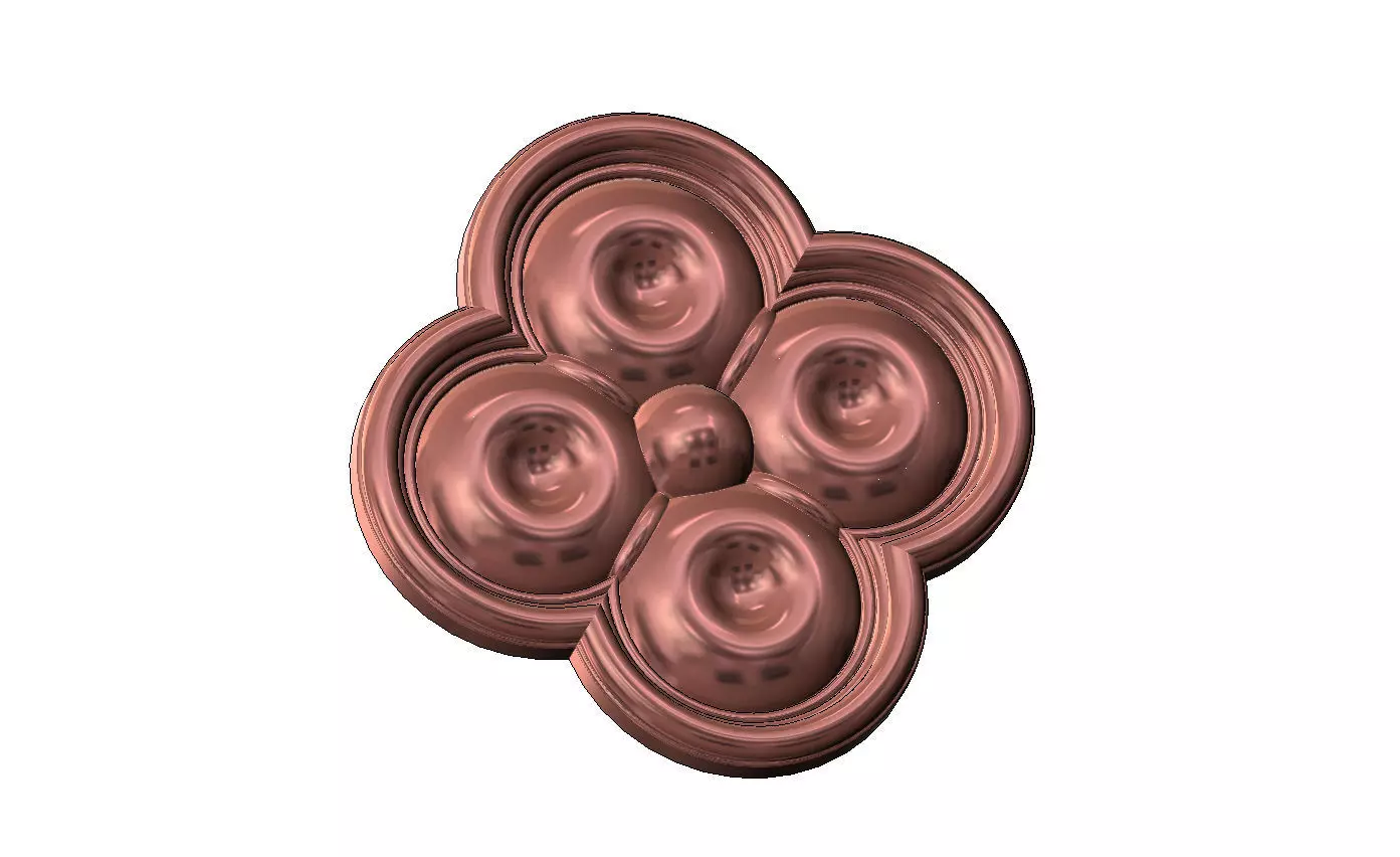 Carved dimples gothic clover rosette applique relief 3D print model_11