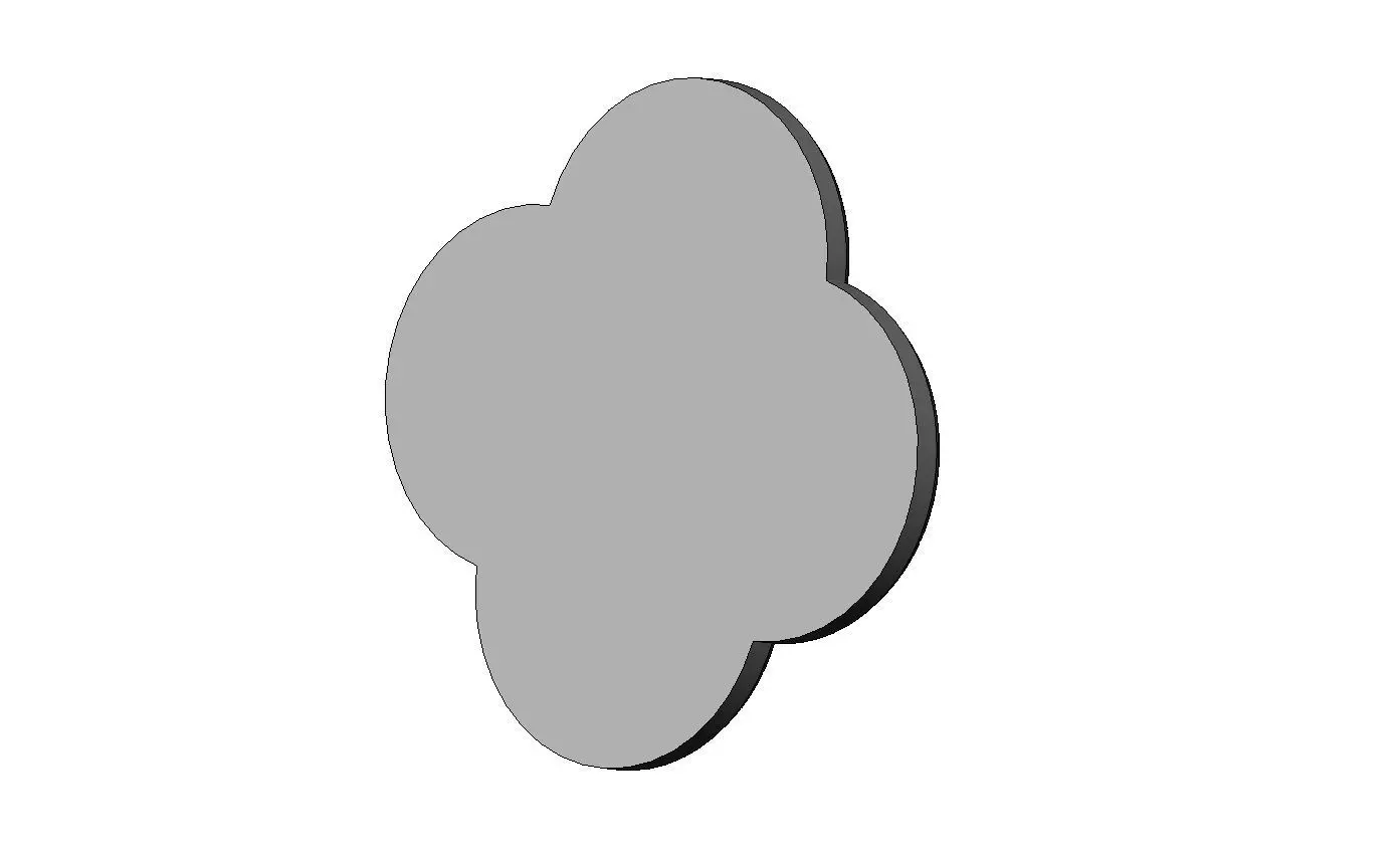 Carved dimples gothic clover rosette applique relief 3D print model_4