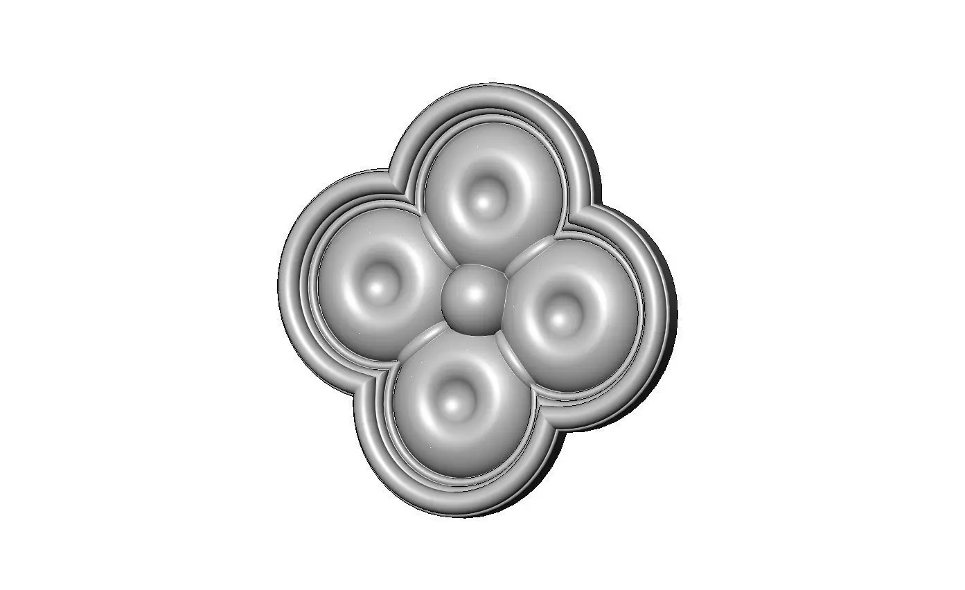 Carved dimples gothic clover rosette applique relief 3D print model_0