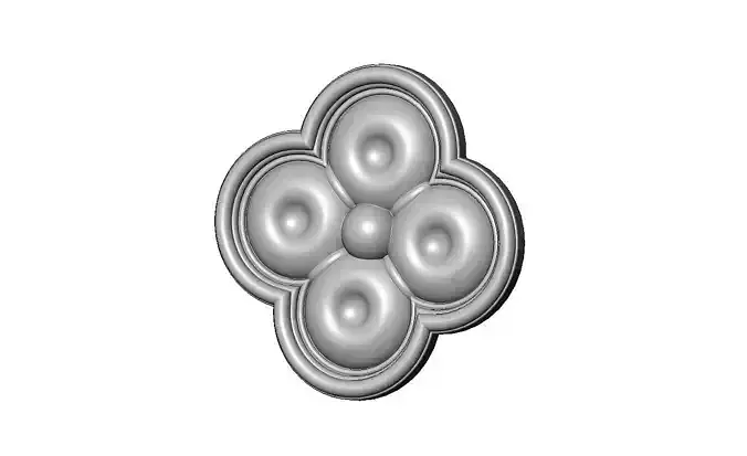 Carved dimples gothic clover rosette applique relief 3D print model