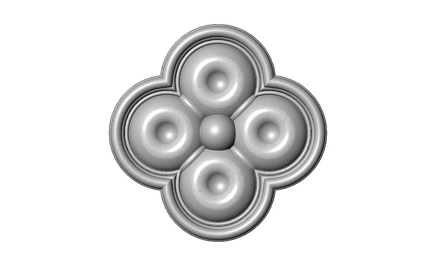 Carved dimples gothic clover rosette applique relief 3D print model_7