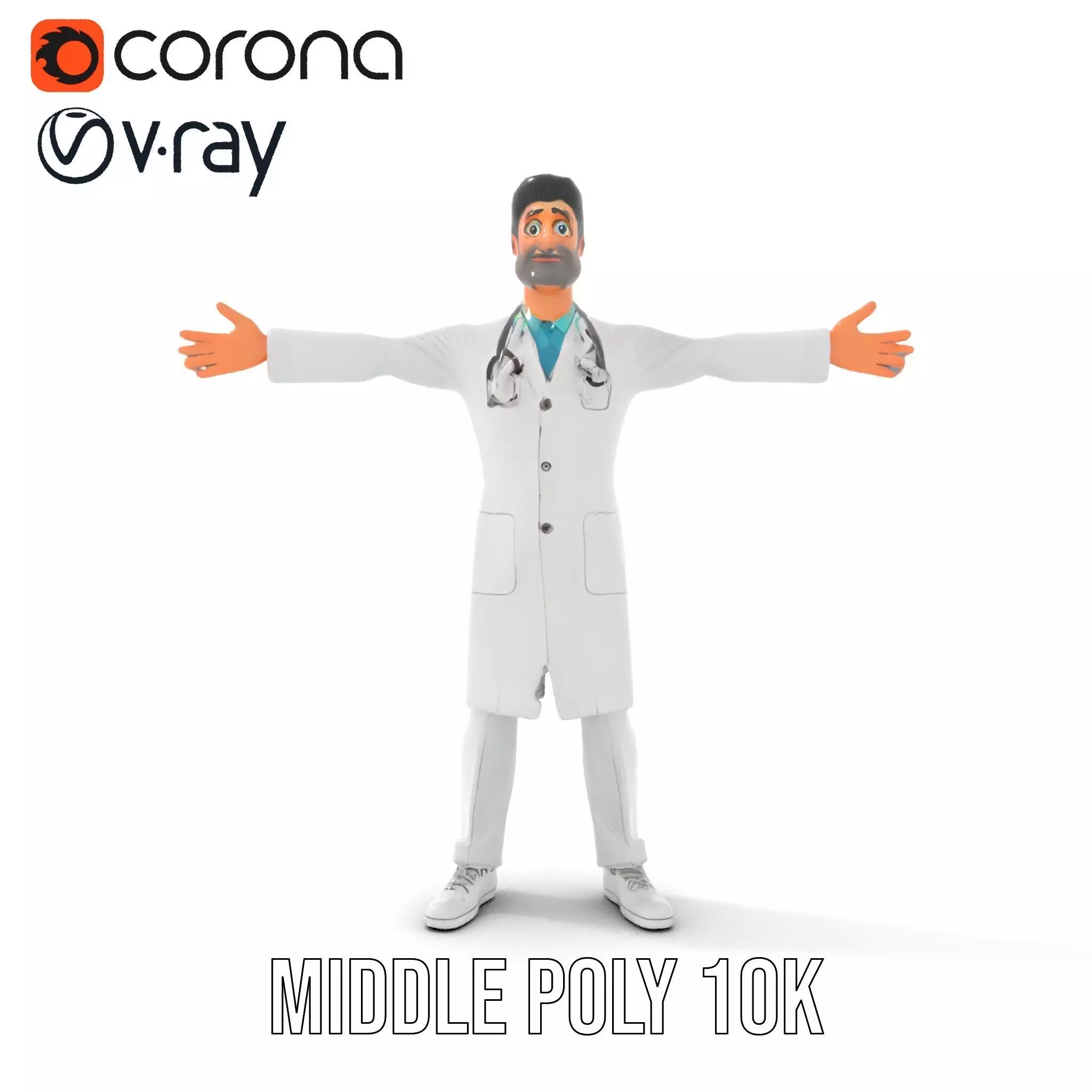 Doctor Character Model Pack with PBR Textures Low-poly 3D model_19