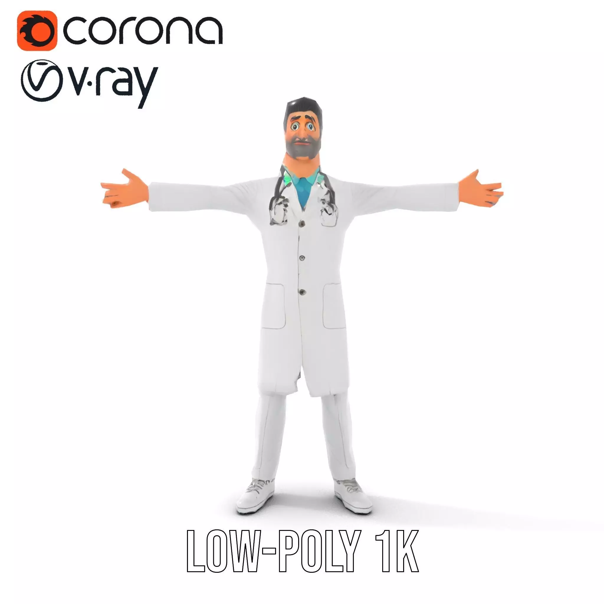 Doctor Character Model Pack with PBR Textures Low-poly 3D model_17