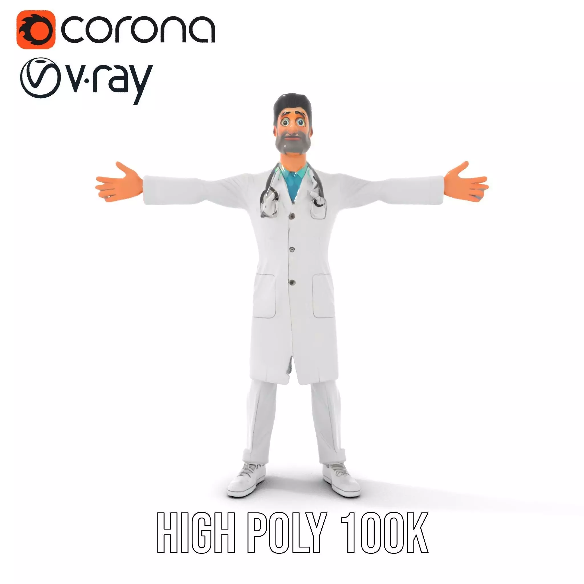 Doctor Character Model Pack with PBR Textures Low-poly 3D model_24