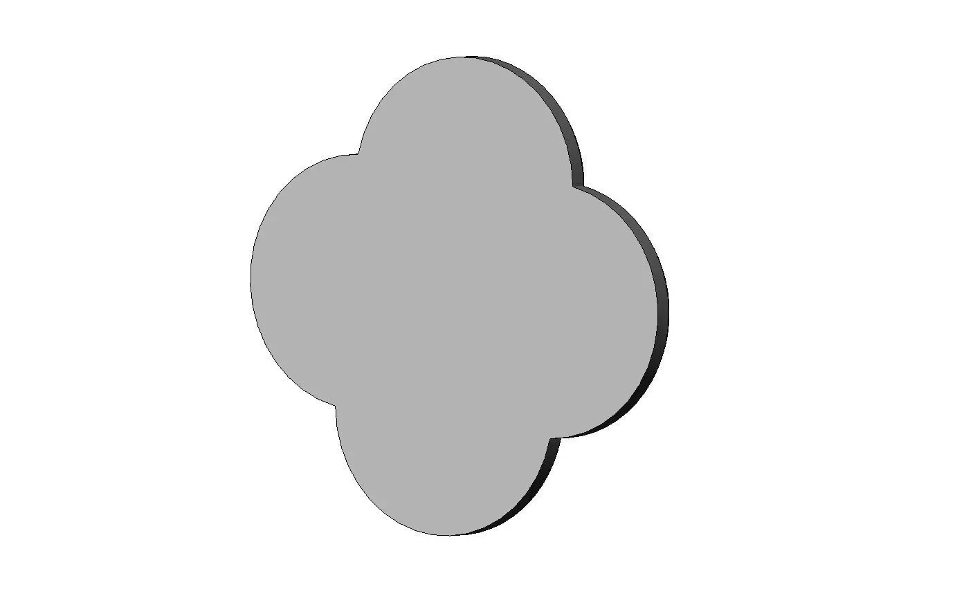 Carved beaded gothic clover rosette applique relief 3D print model_4