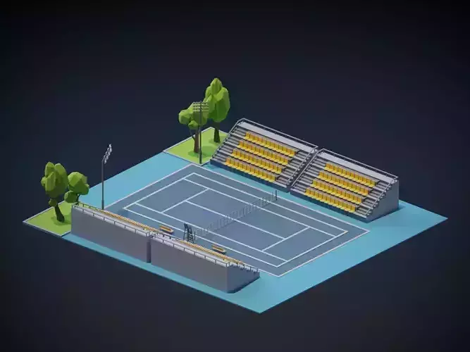 Tennis Court Free low-poly 3D model