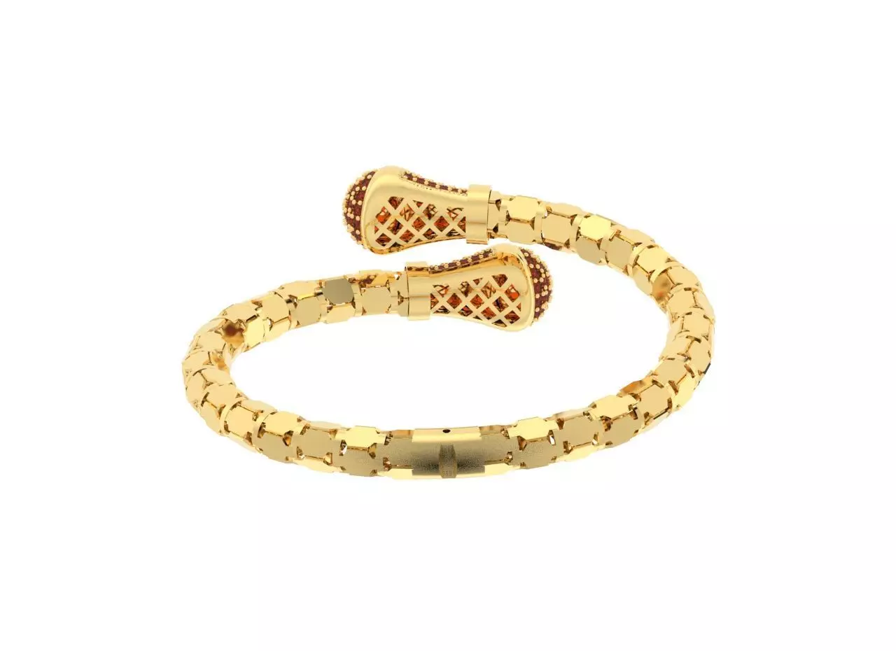 Clamp spring bracelet locked gold  3D print model_2