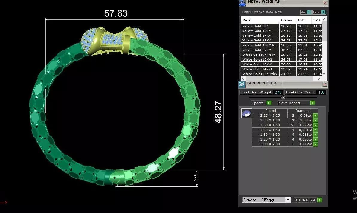 Clamp spring bracelet locked gold  3D print model_4