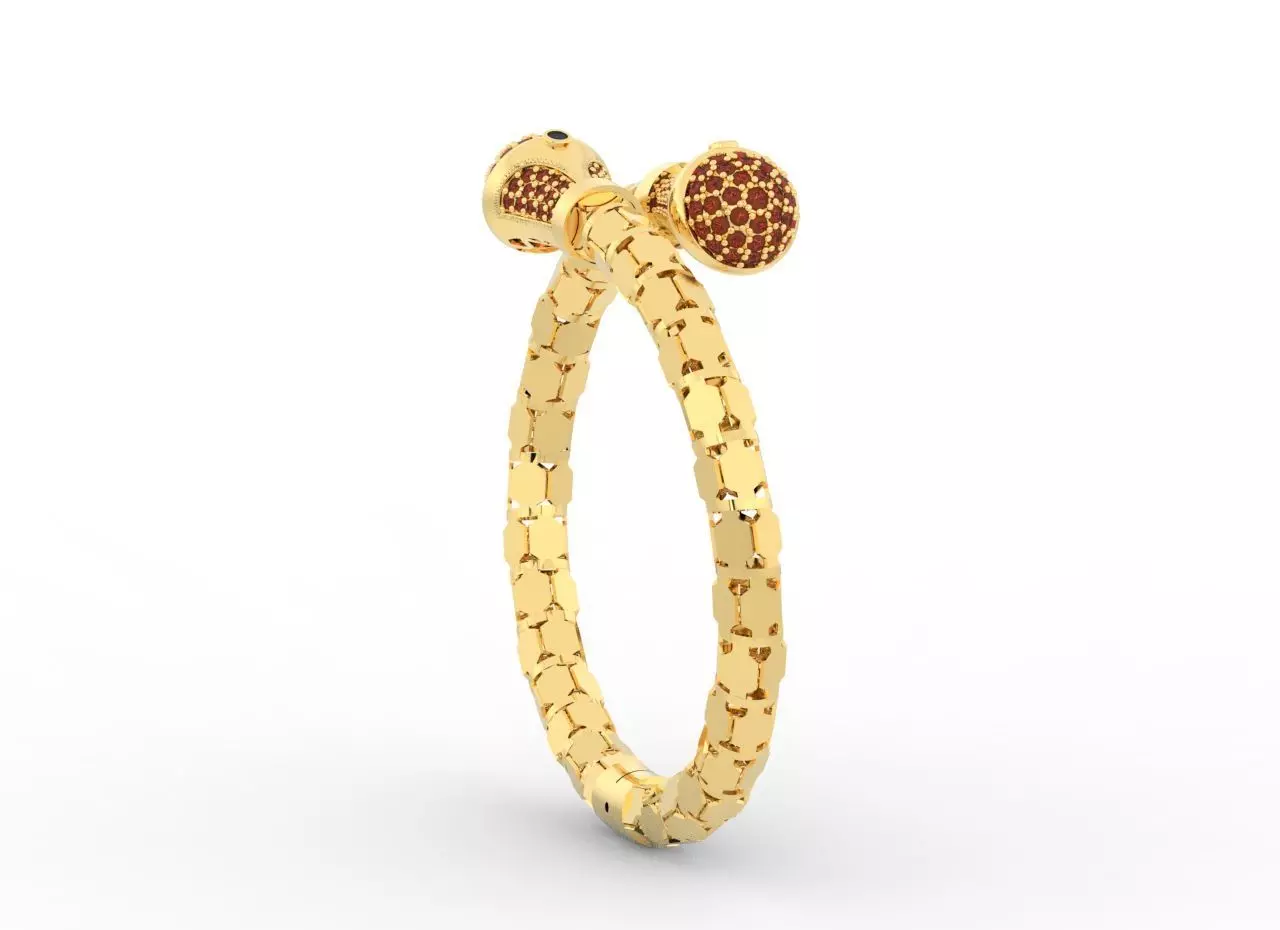 Clamp spring bracelet locked gold  3D print model_3