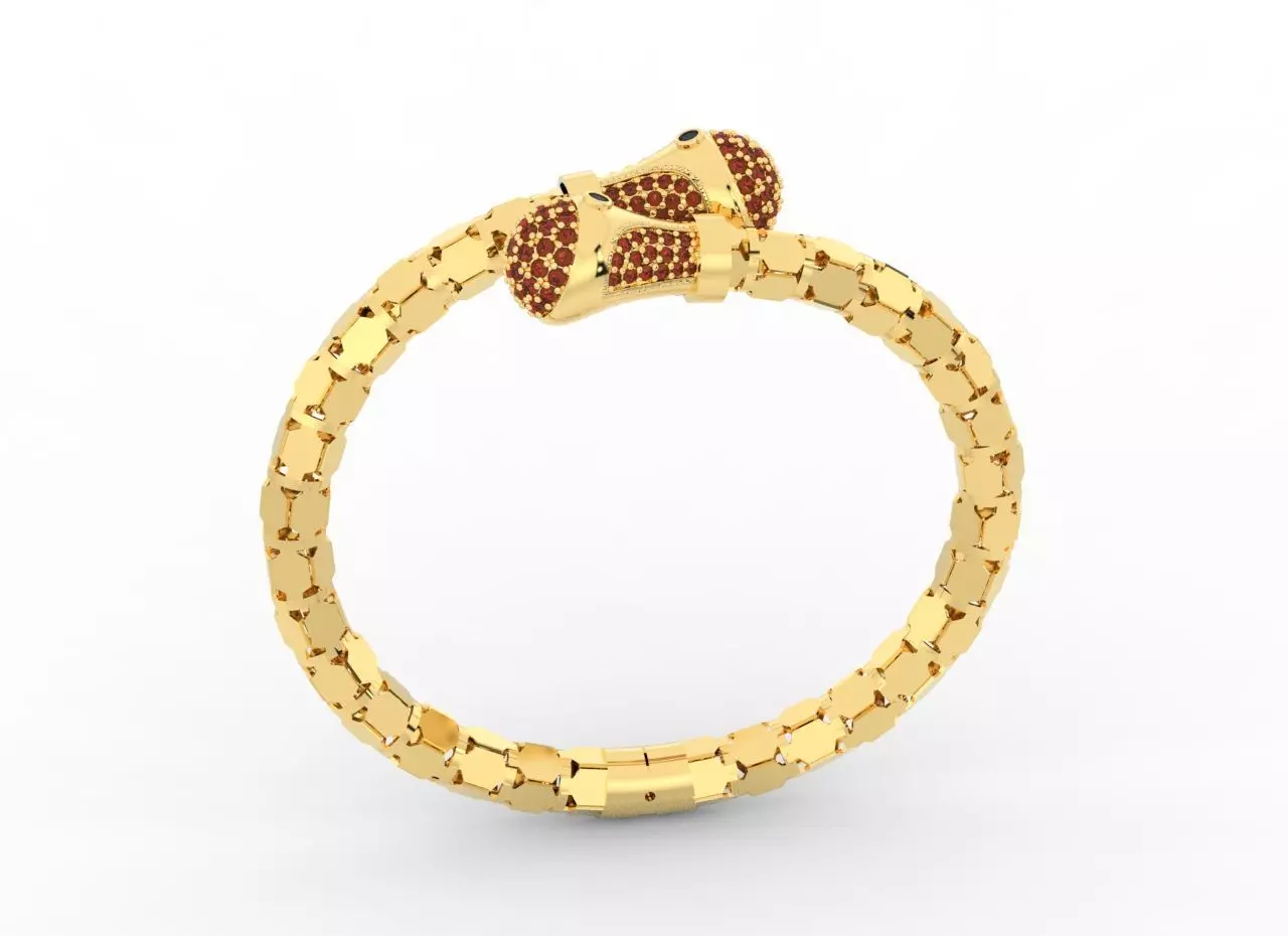 Clamp spring bracelet locked gold  3D print model_1