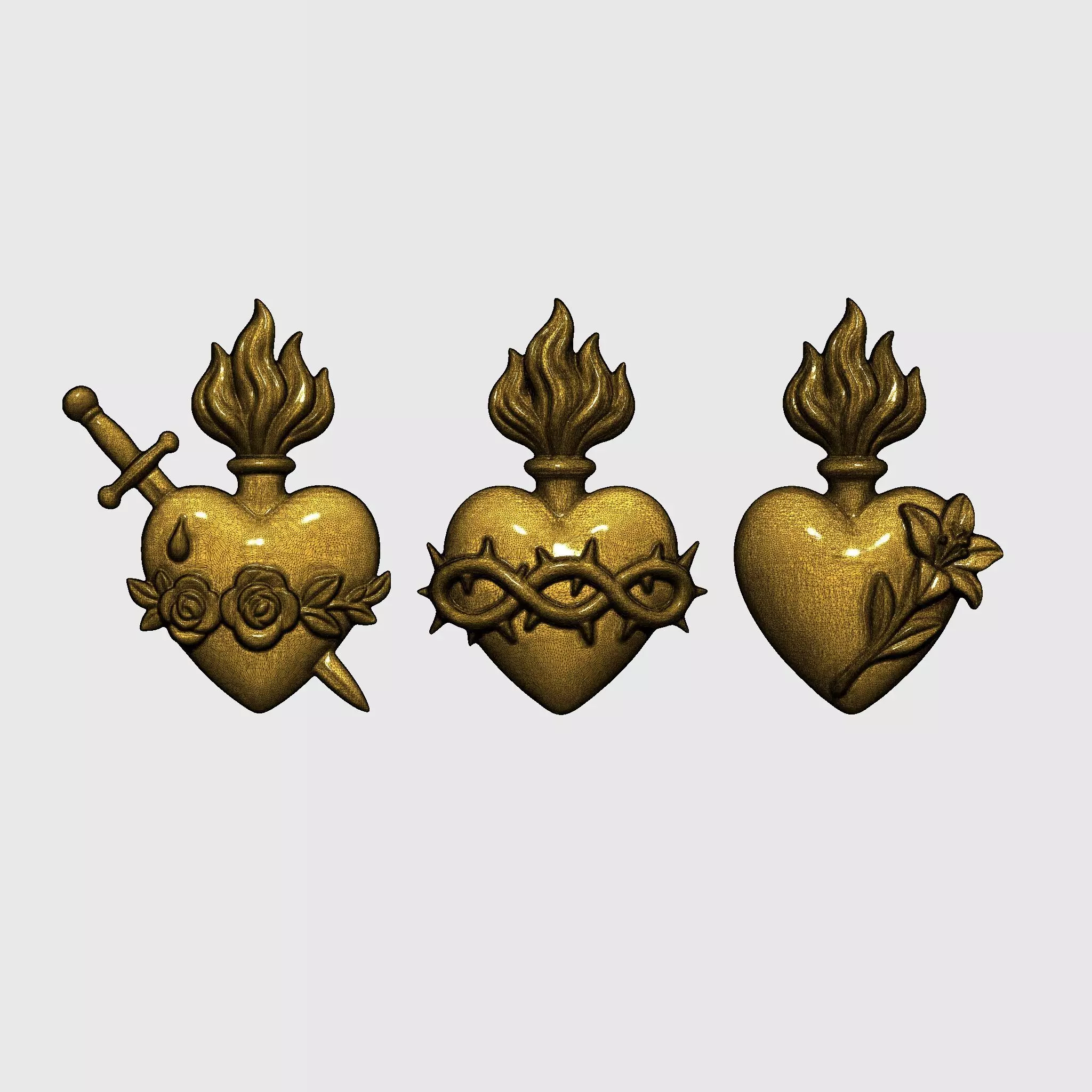 Three Sacred Hearts v3 3D print model_4