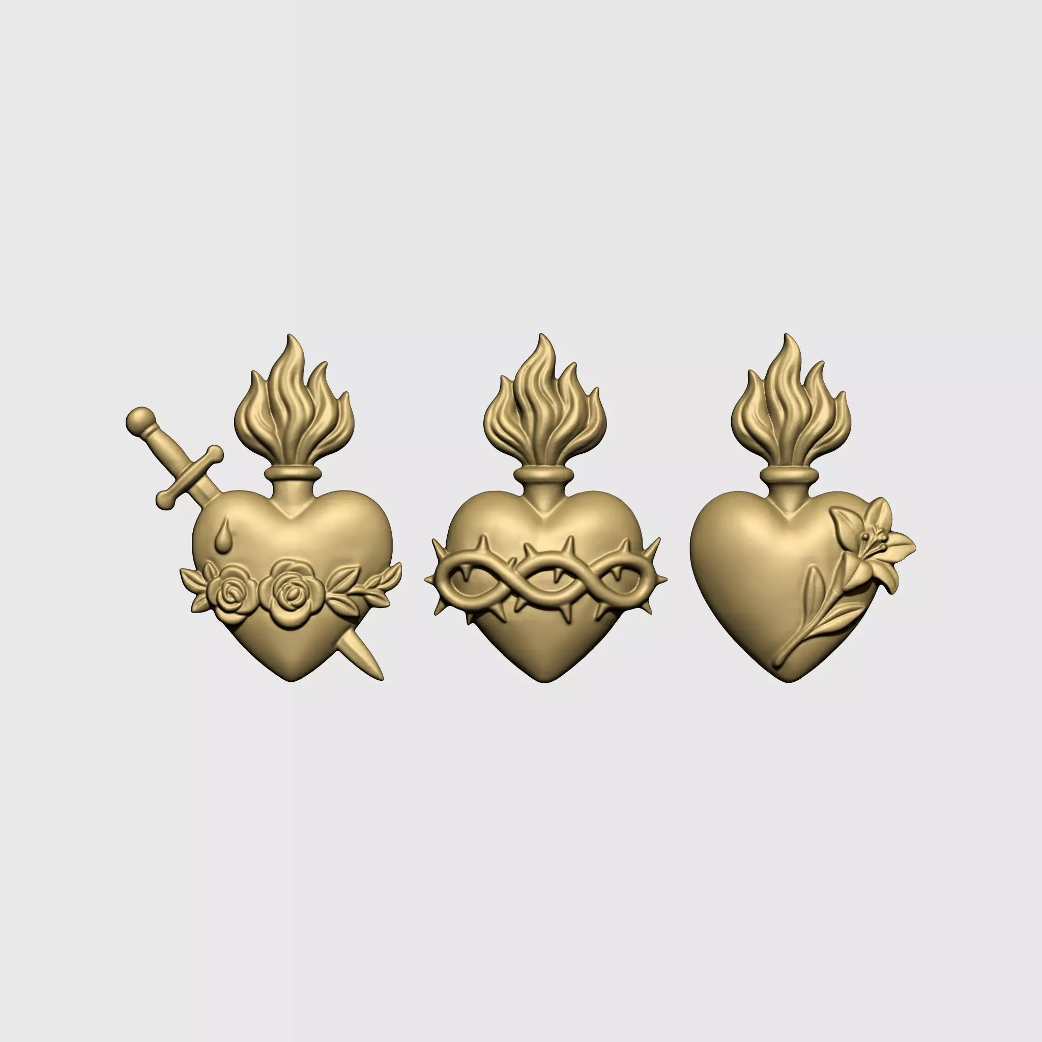 Three Sacred Hearts v3 3D print model_5
