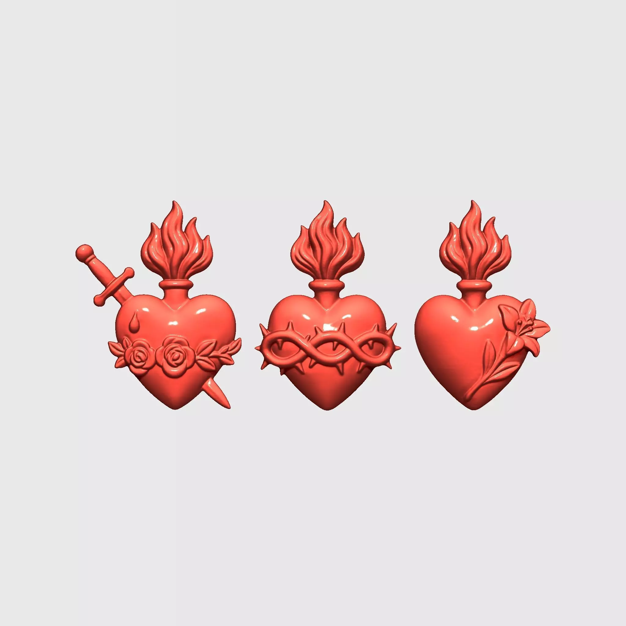 Three Sacred Hearts v3 3D print model_6