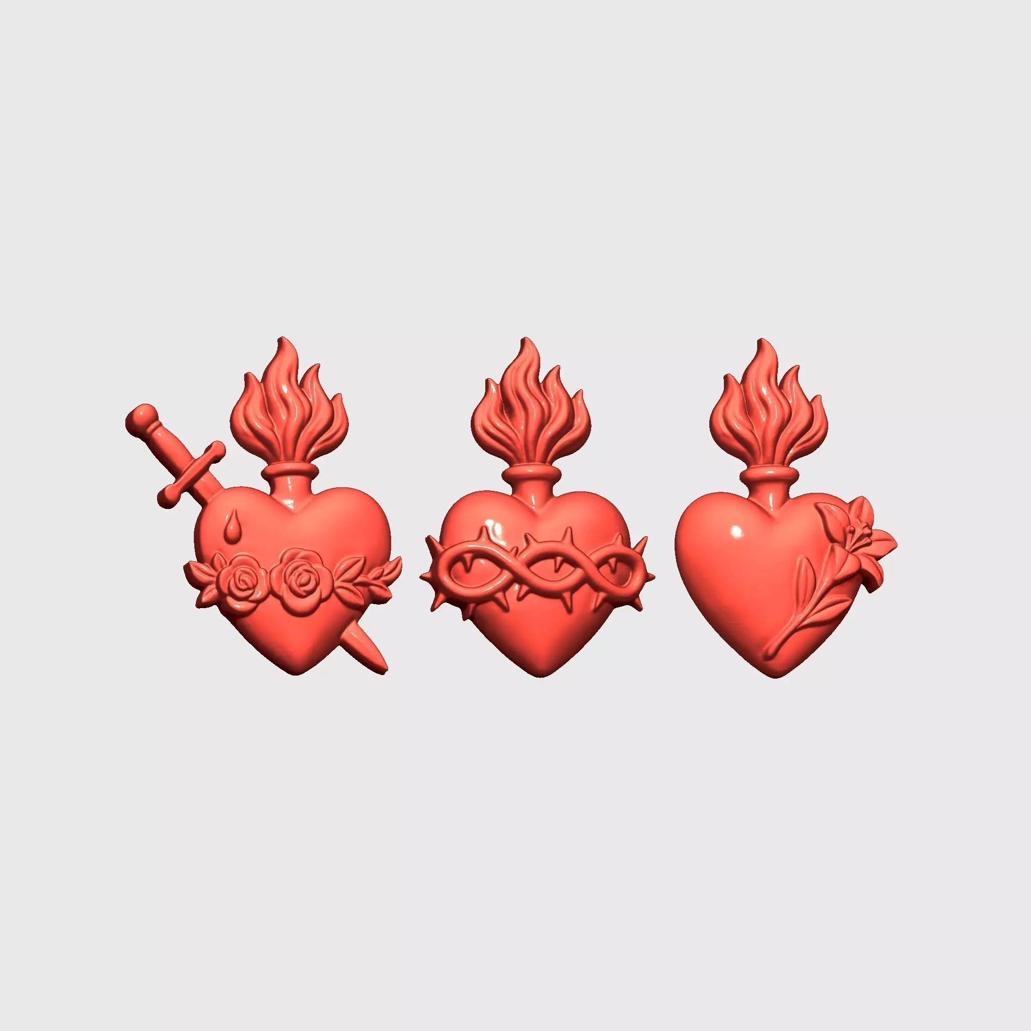 Three Sacred Hearts v3 3D print model_8