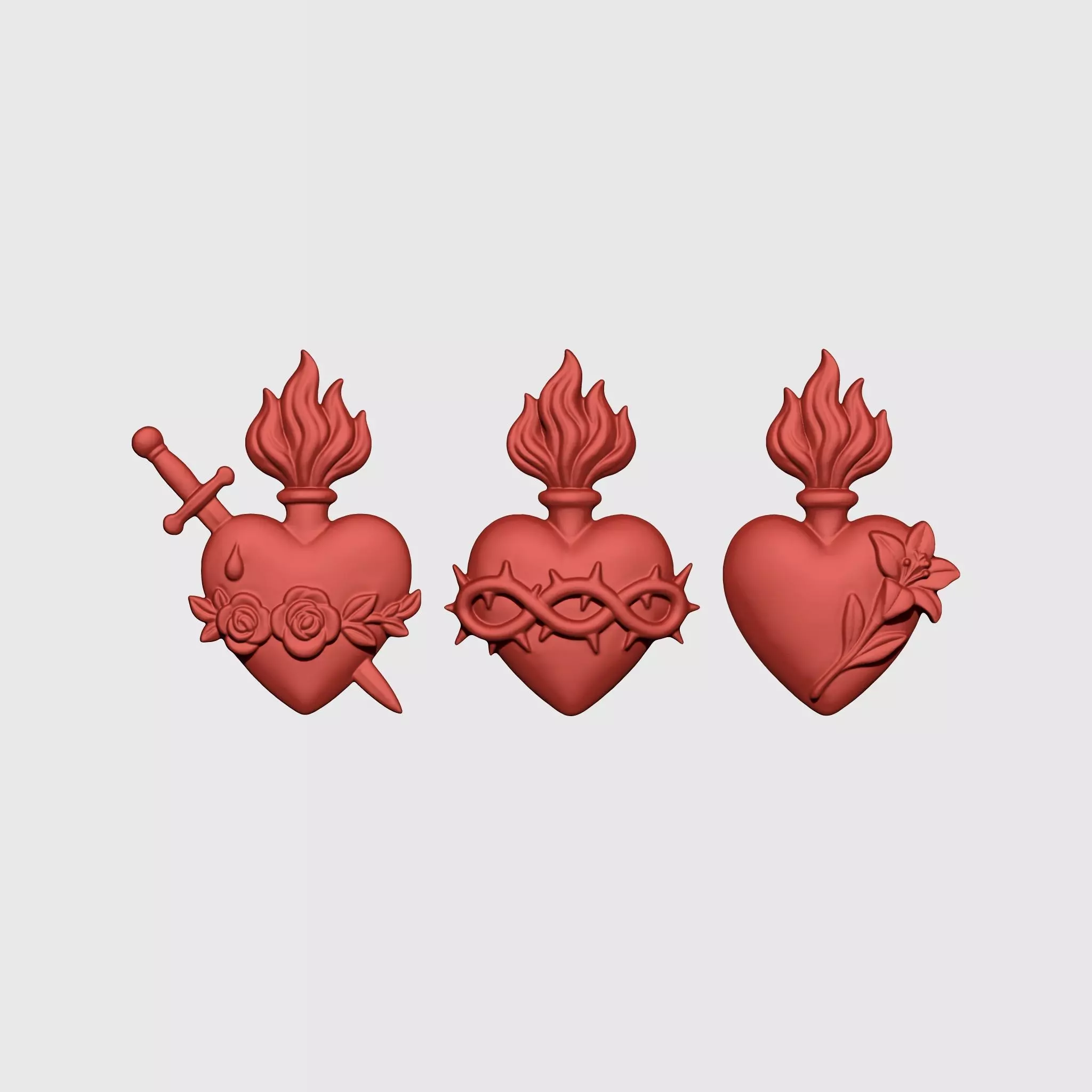 Three Sacred Hearts v3 3D print model_11