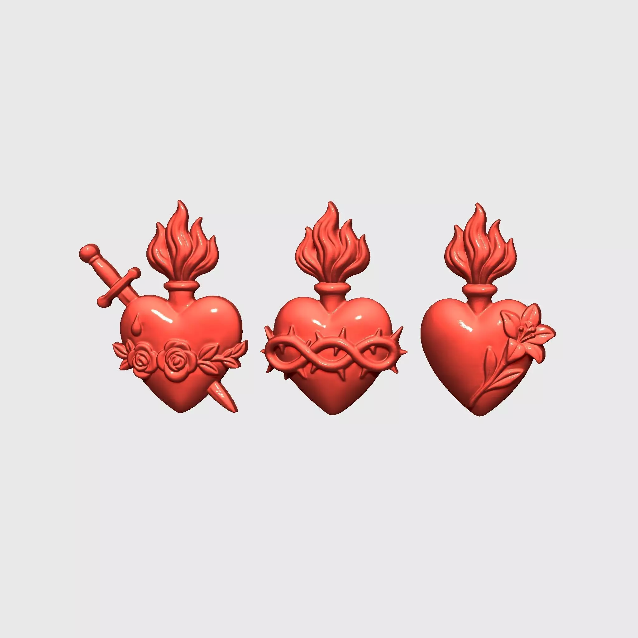 Three Sacred Hearts v3 3D print model_2