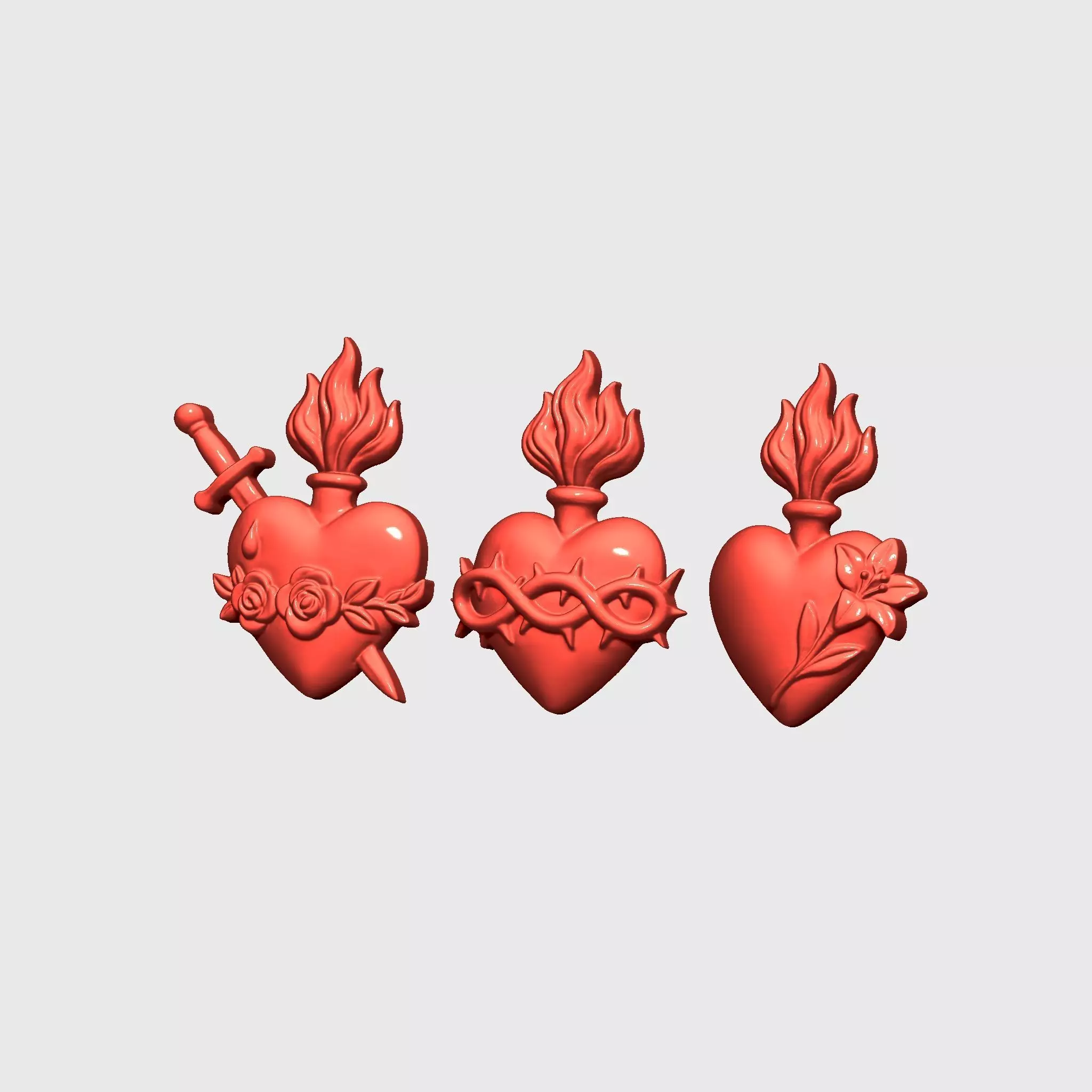 Three Sacred Hearts v3 3D print model_10