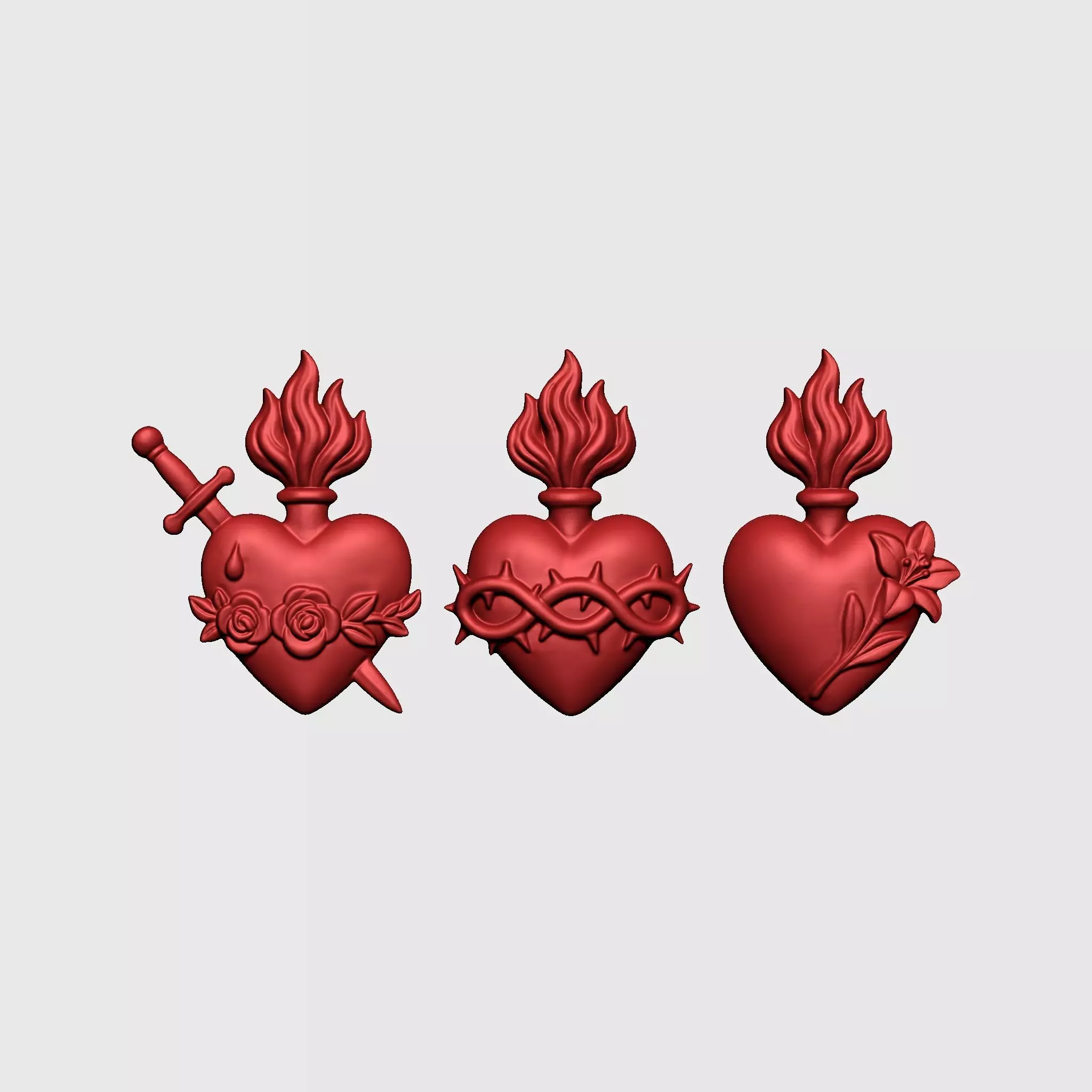 Three Sacred Hearts v3 3D print model_13