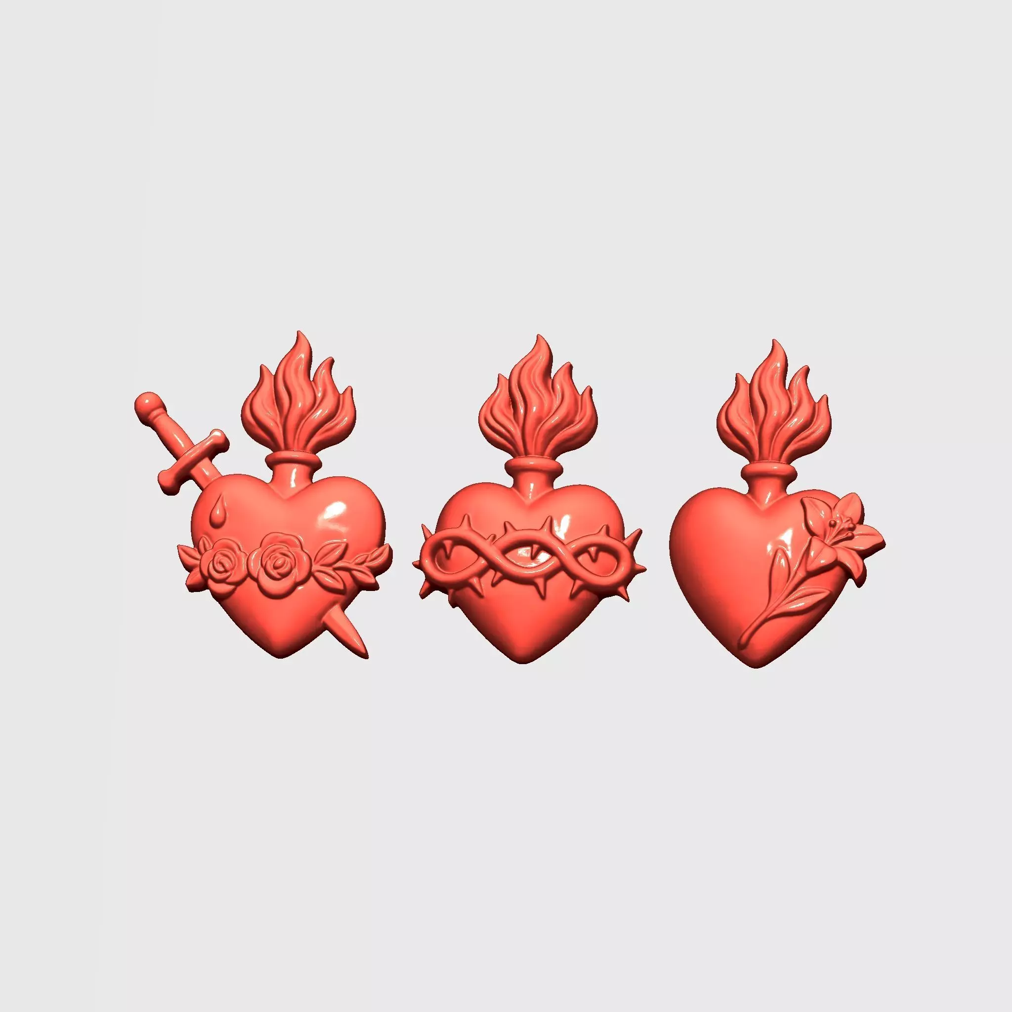 Three Sacred Hearts v3 3D print model_7