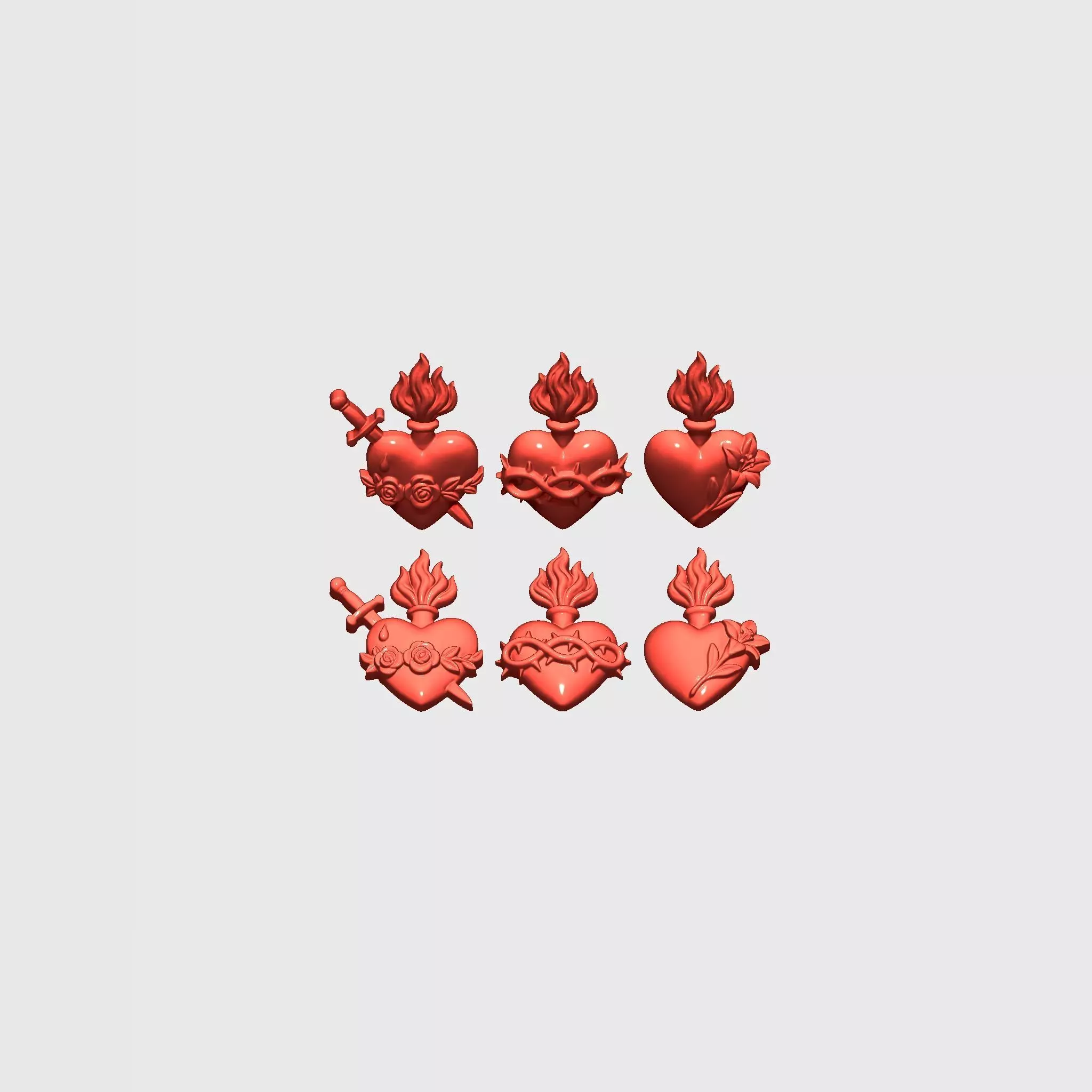 Three Sacred Hearts v3 3D print model_3
