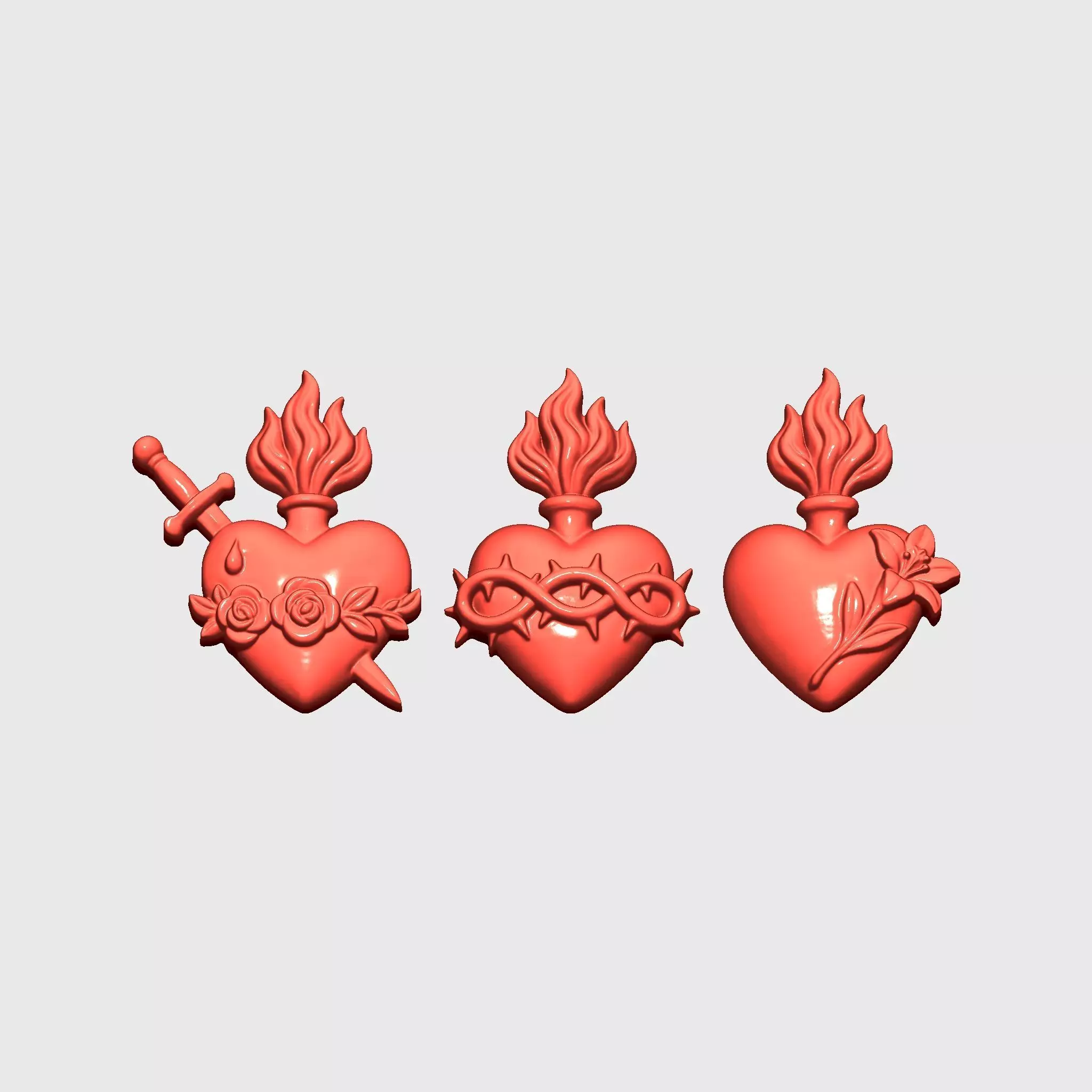 Three Sacred Hearts v3 3D print model_9