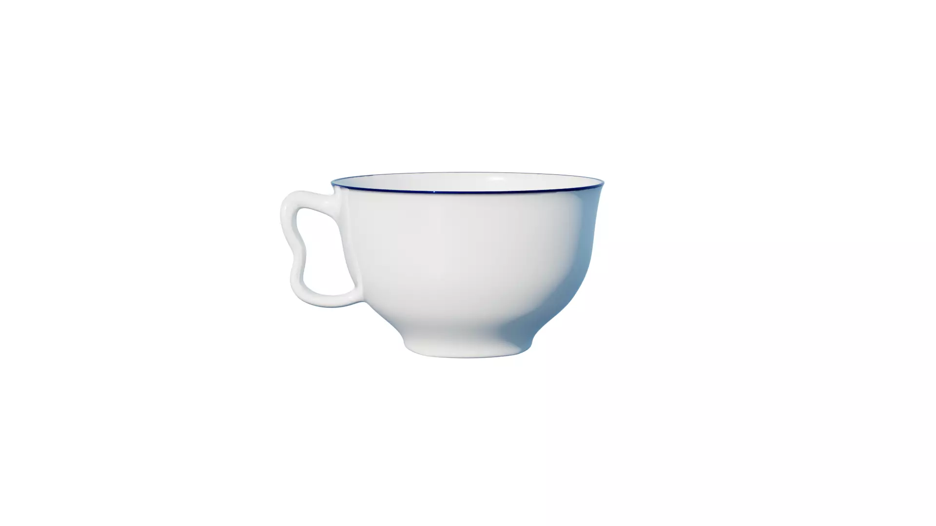 White Ceramic Teacup with Saucer 3D model_4