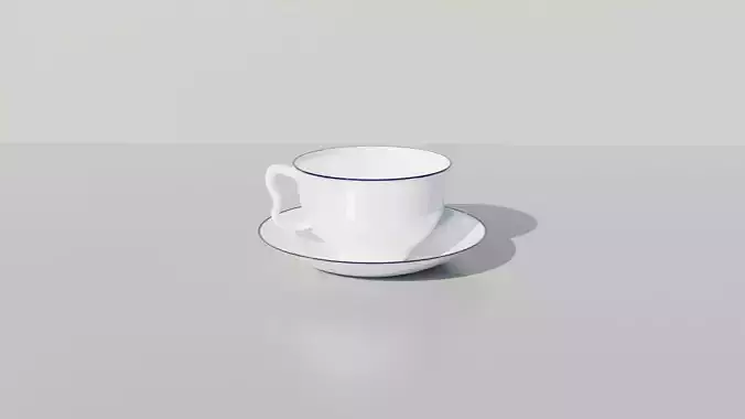 White Ceramic Teacup with Saucer