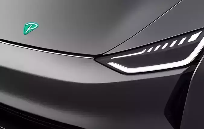 Futuristic Electric Sedan Low-poly 3D model 3