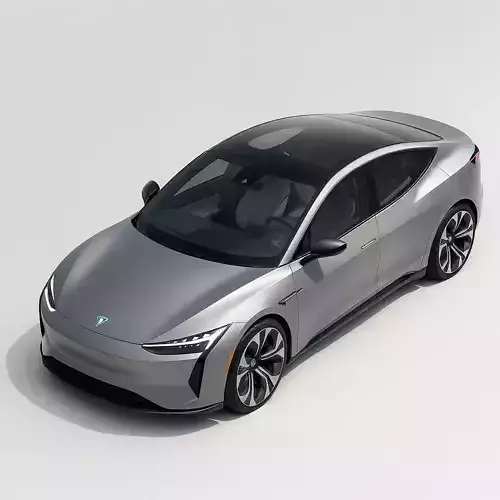 Futuristic Electric Sedan Low-poly 3D model 2