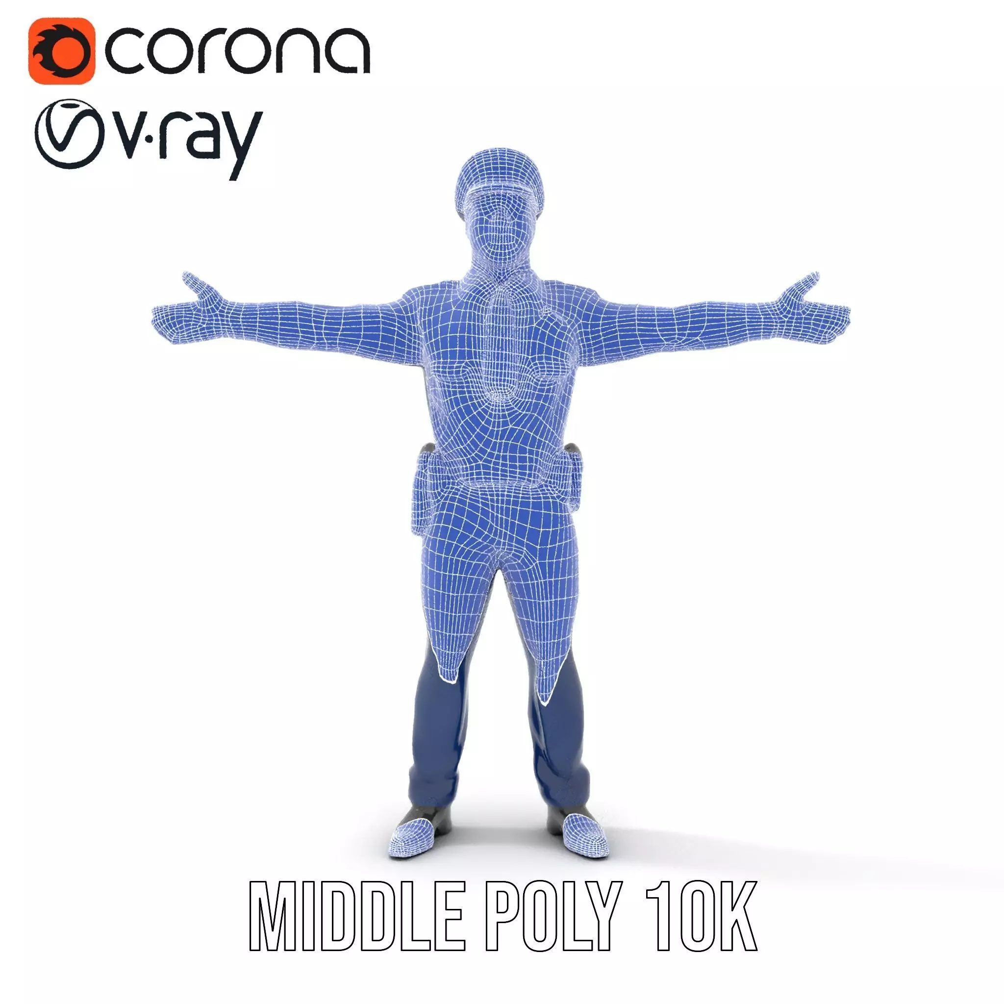 Police Officer Character Model Pack for Games and Animations Low-poly 3D model_27