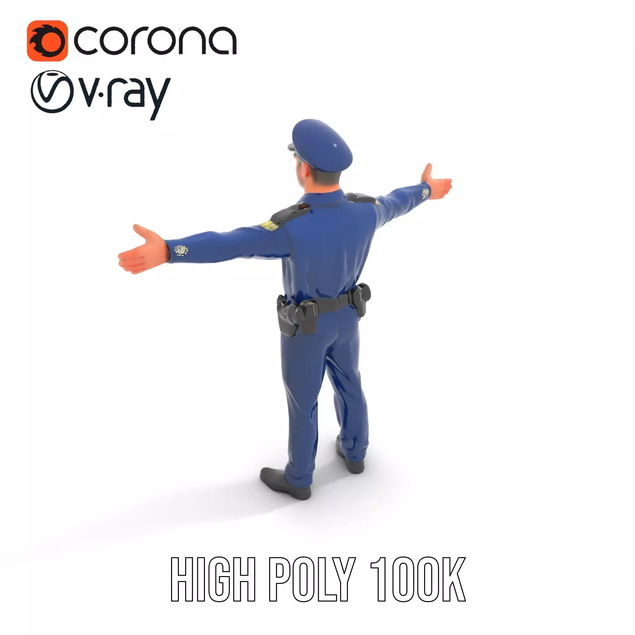 Police Officer Character Model Pack for Games and Animations Low-poly 3D model_10