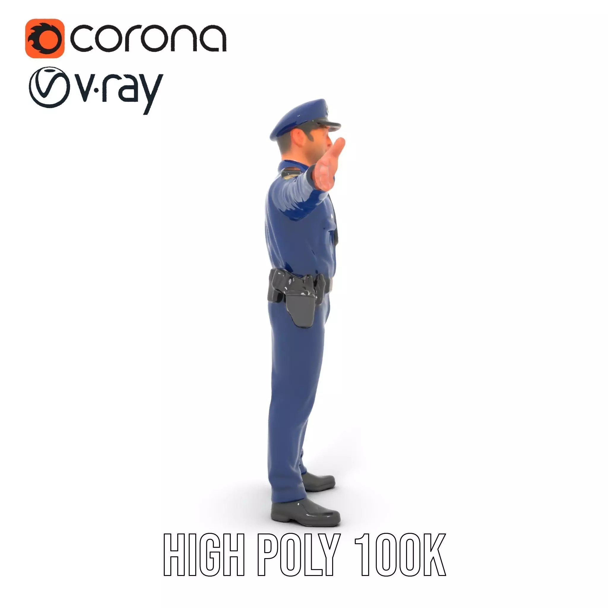 Police Officer Character Model Pack for Games and Animations Low-poly 3D model_29