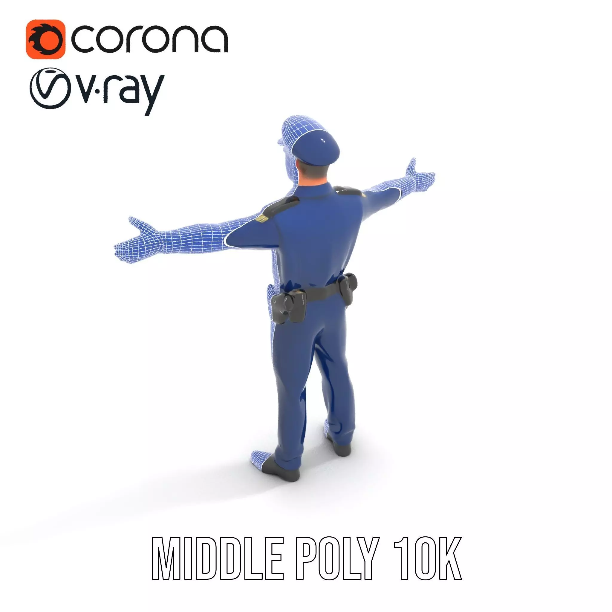 Police Officer Character Model Pack for Games and Animations Low-poly 3D model_24