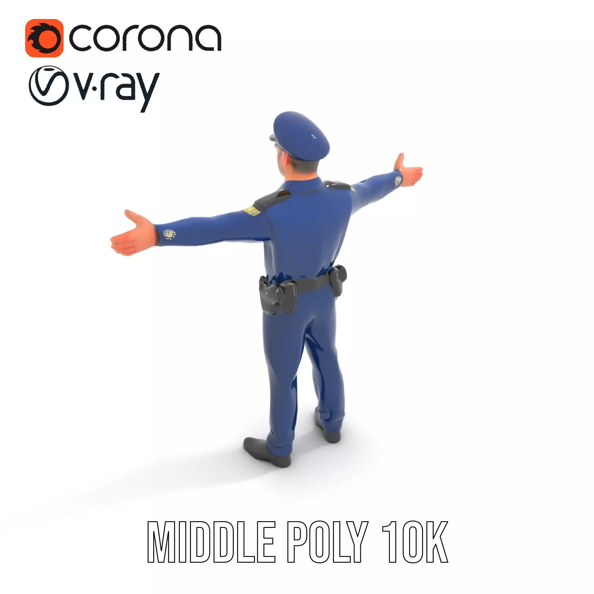Police Officer Character Model Pack for Games and Animations Low-poly 3D model_11